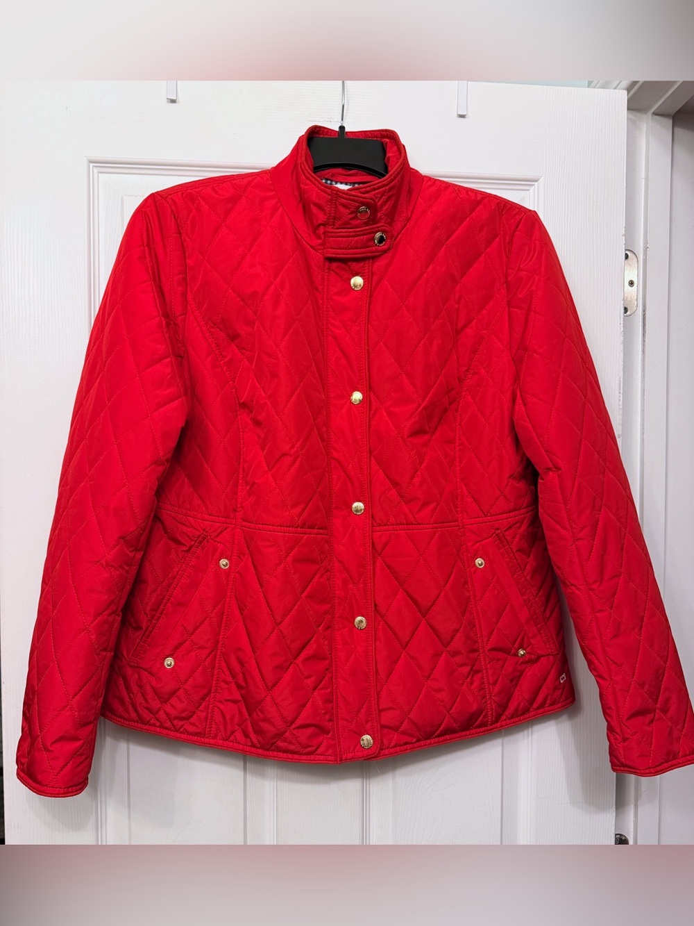 crown & ivy Quilted Red Snap-Front Barn Jacket